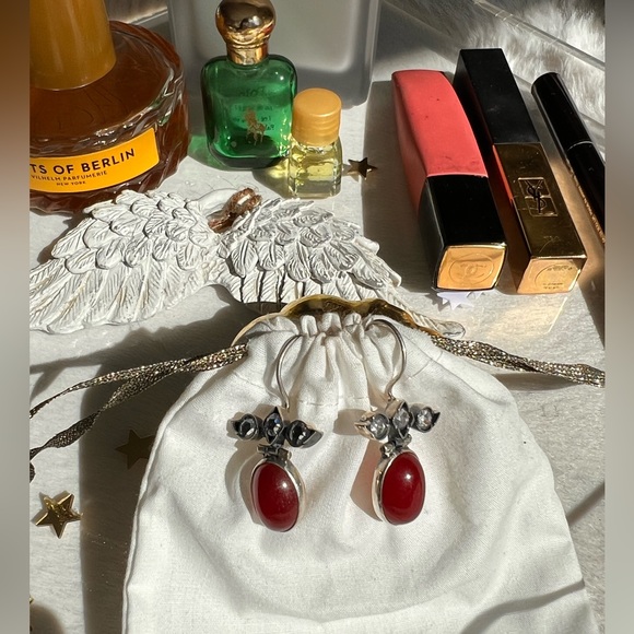 Sterling silver and red carnelian earrings - Picture 6 of 6